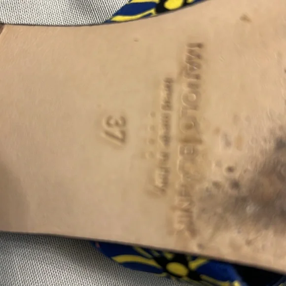 Manolo Blahnik Chus Blue Yellow Floral Sandals size 37 (6.5/7) - Picture 5 of 8